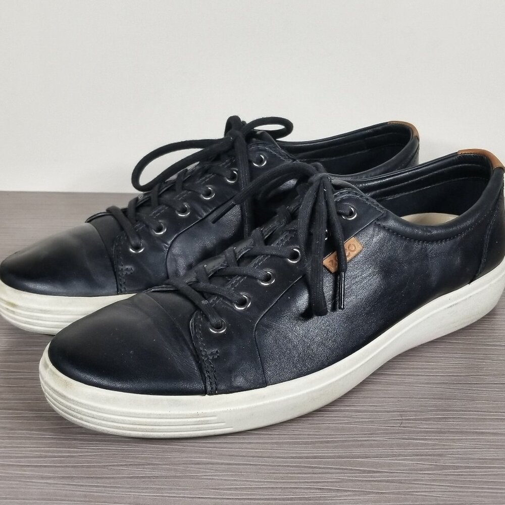 ECCO Soft 7 Lace-up Sneaker, Black Leather, Mens Size 12-12.5 US / 46